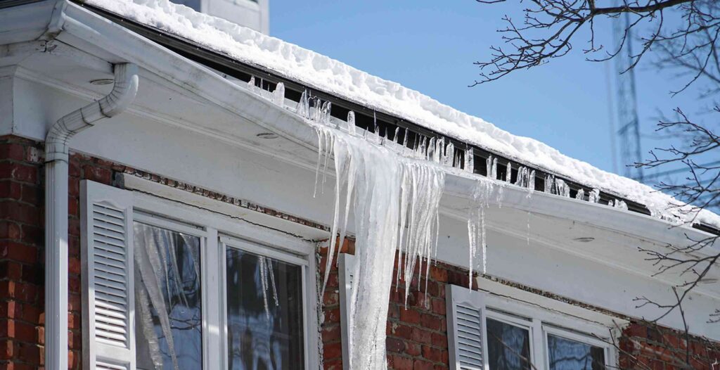 Ice or snow weight is causing structural damage