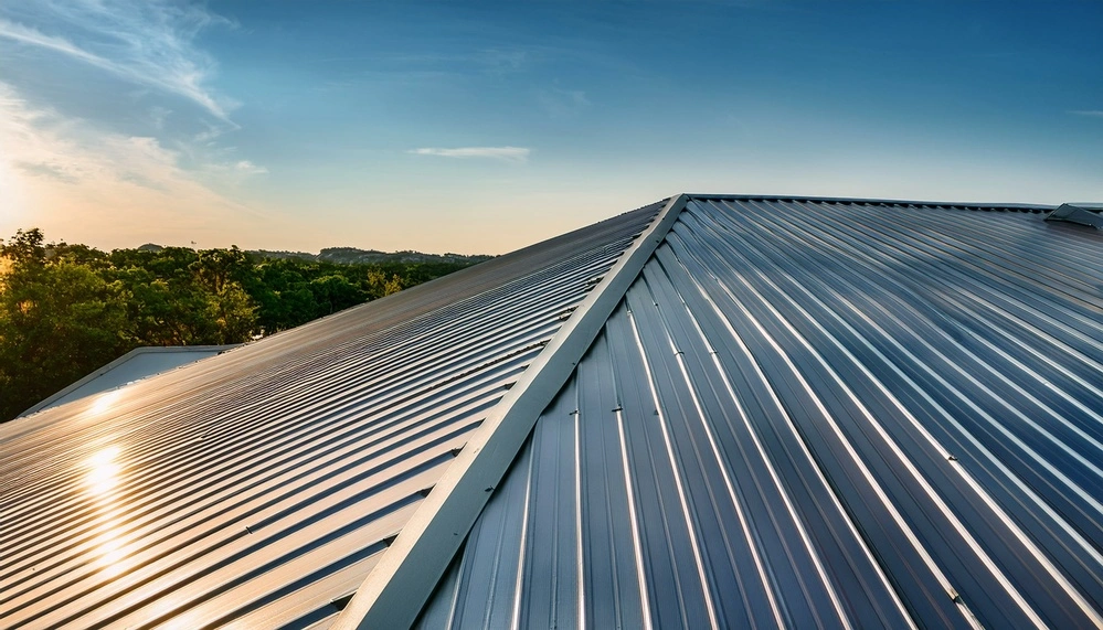 Close-up of a standing seam metal roof