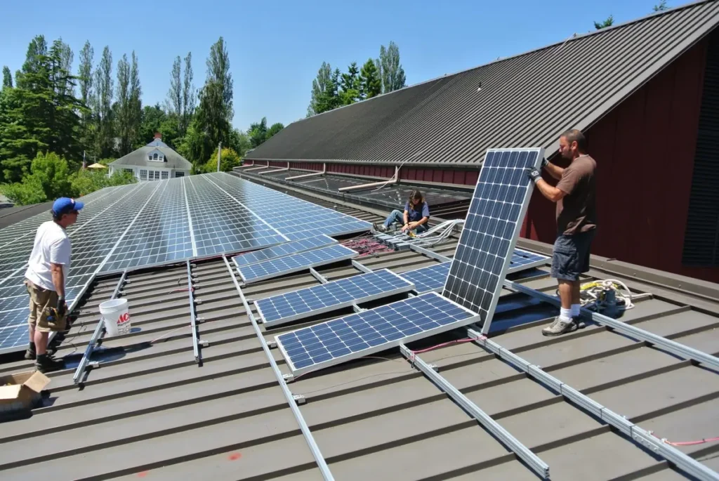 Solar panels installed on a roof