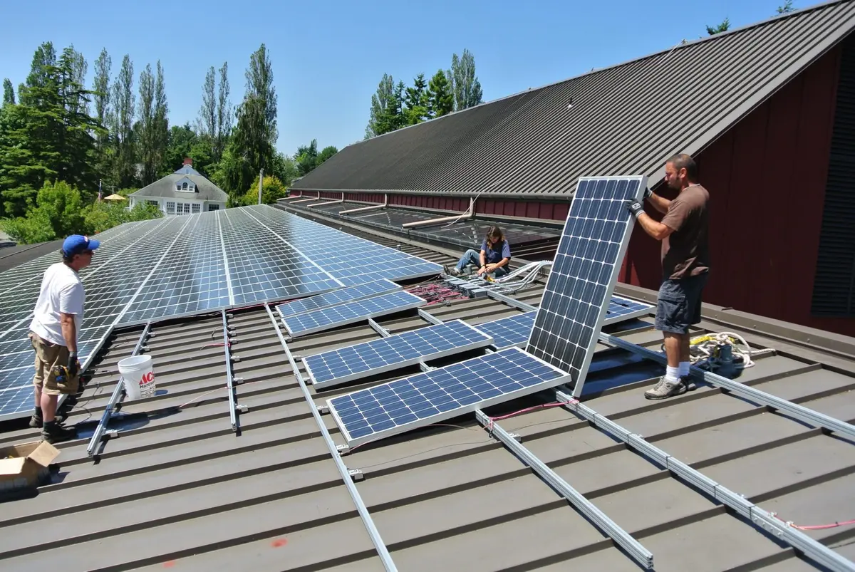 Solar panels installed on a roof